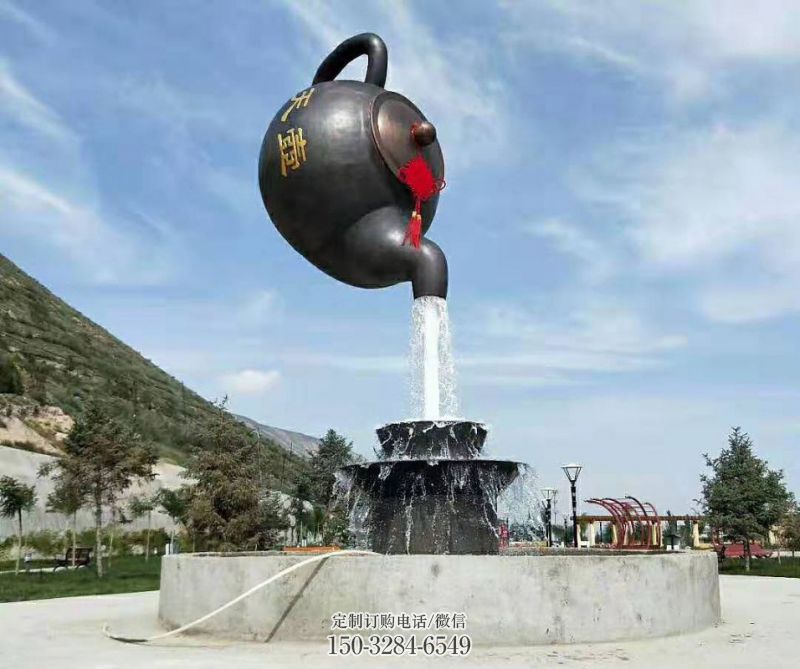 流水吊壶雕塑,悬空风格,吊壶雕塑定制 流水吊壶雕塑,悬空风格,吊壶雕塑定制